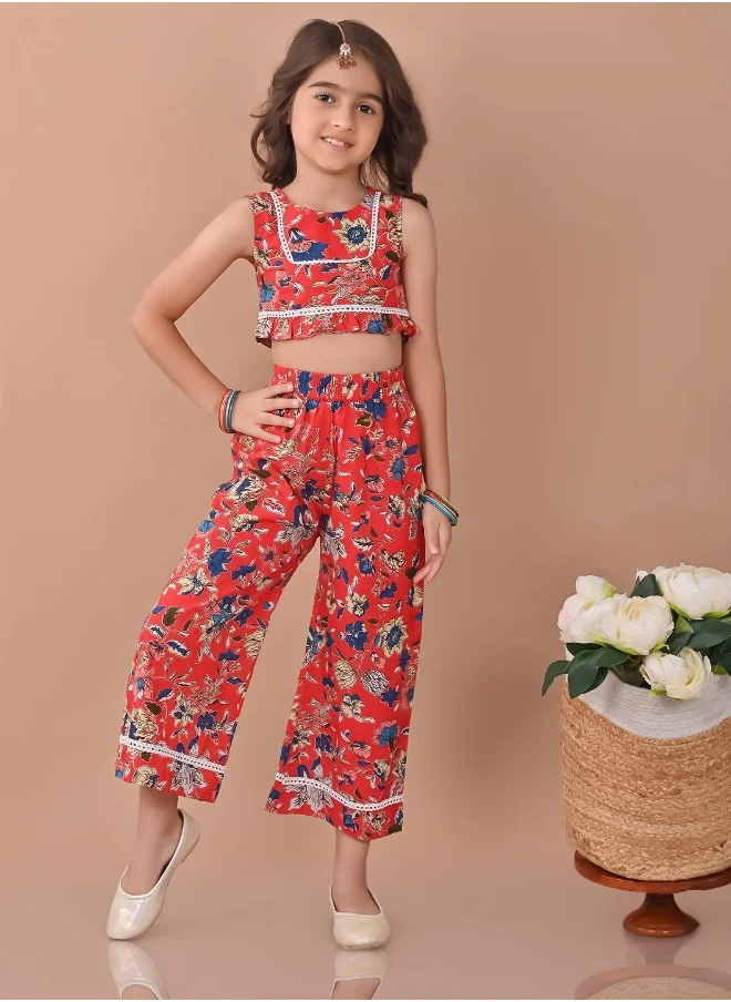 LILPICKS Printed Top with Palazzo Set