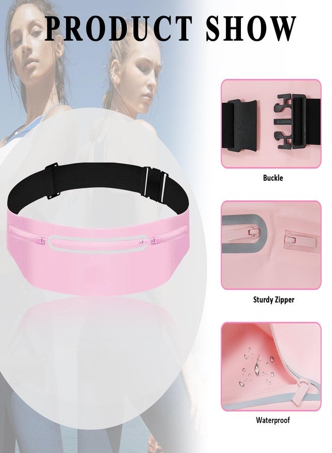 MOVOYEE Fanny Packs for Women,Waterproof Fanny Pack for Men,Adjustable Running Belt Waist Pack Slim Expandable Pocket Belt Bag,iPhone Running Holder Cell Phone Elastic Waist Pouch Bag Light Pink - Image 5