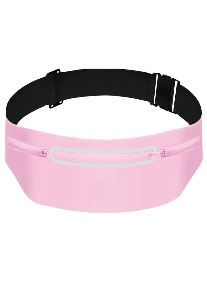 MOVOYEE Fanny Packs for Women,Waterproof Fanny Pack for Men,Adjustable Running Belt Waist Pack Slim Expandable Pocket Belt Bag,iPhone Running Holder Cell Phone Elastic Waist Pouch Bag Light Pink - Image 1