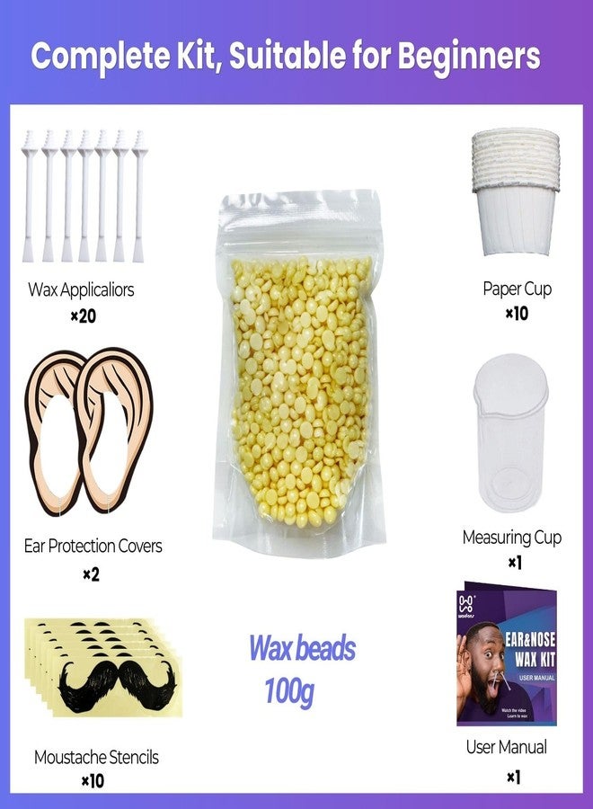 Waxfans Nose and Ear Hair Removal Kit for Men and Women - 100g Wax for 20 Uses, Long-lasting for 4 Weeks (Purple) - Image 4