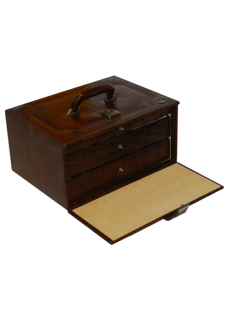 LAVERI LEATHER صندوق ساعات لافيري للرجال والنساء (36 ساعة، أقلام، فتحات خواتم) ، علبة ساعات جلدية فاخرة مع غطاء زجاجي كريستالي، وسادة قابلة للإزالة - Image 2