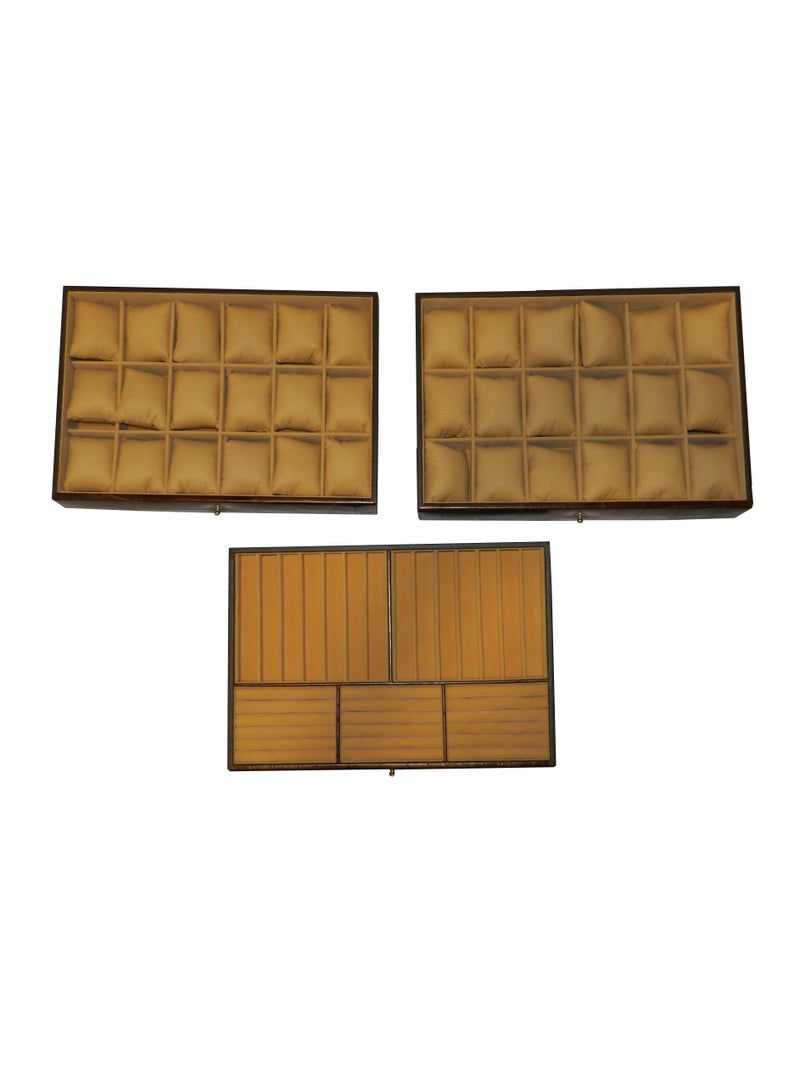 LAVERI LEATHER صندوق ساعات لافيري للرجال والنساء (36 ساعة، أقلام، فتحات خواتم) ، علبة ساعات جلدية فاخرة مع غطاء زجاجي كريستالي، وسادة قابلة للإزالة - Image 3