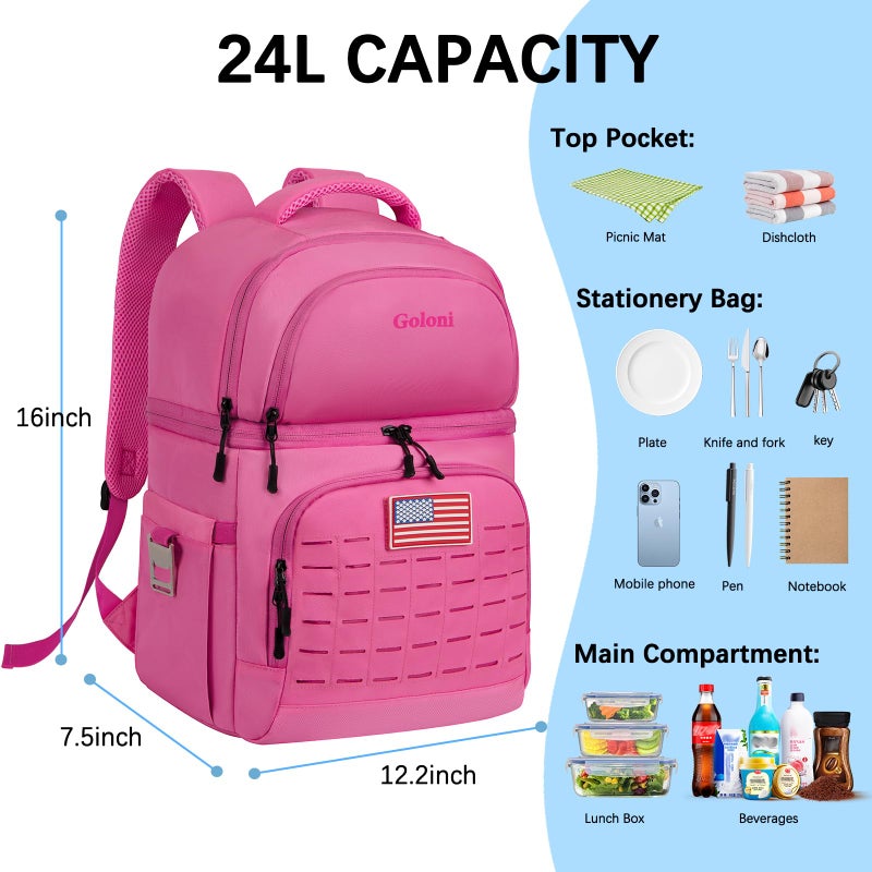 Goloni Insulated Cooler Backpack, Large Leakproof & Lightweight Soft,Perfect Backpack Cooler for Outdoor Adventures,Pink - Image 2