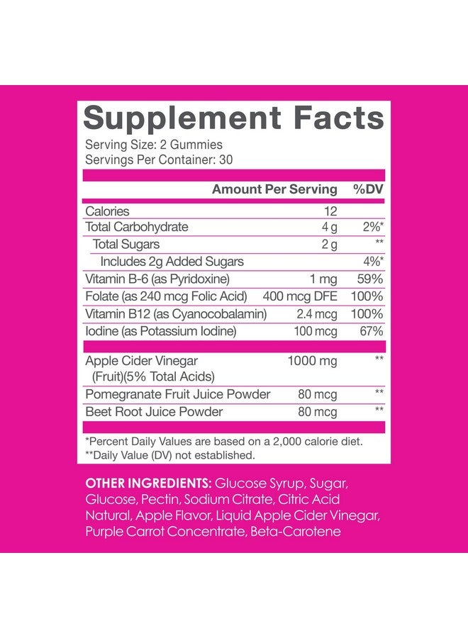 SkinnyFit Skinny Gummies Apple Cider Vinegar Gummies w/ The Mother, Healthy Weight, Immune Support, Vitamin B9, B12, Beetroot, Pomegranate, Vegan-Friendly, 60 Count - Image 4