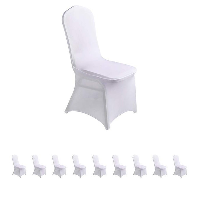 10PCS SPANDEX CHAIR COVER STRETCH SLIPCOVERS FOR WEDDING PARTY DINING BANQUET CHAIR DECORATION COVERS WHITE 10