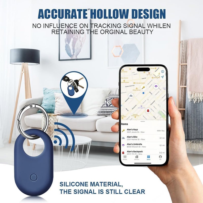 Bottle Beat Compatible with Samsung Smart Tag 2 Case for Galaxy SmartTag2 Holder, Anti Lost Secure Keyring for Tracking Keys Pet Collar Luggage Travel, Full Cover Protective SmartTag 2 Keychain, 4 Pack Black/Blue - Image 5