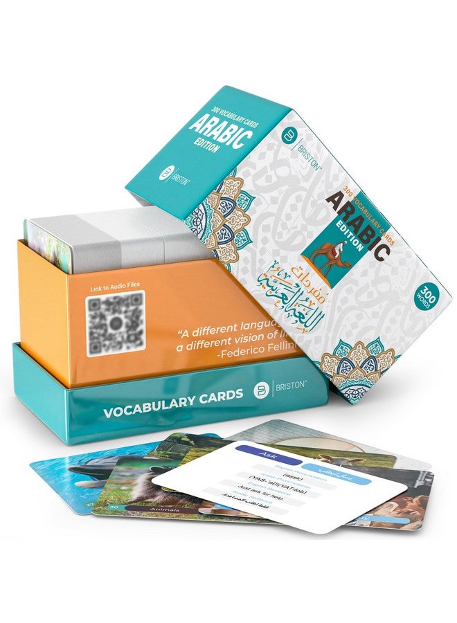 Briston Briston Arabic Vocabulary 300 Flash Cards - Beginner Vocab with Pictures - Memory & Sight Words - Educational Language Learning - Game Like Play - Kids, Grade School, Classroom, Homeschool  - Image 2