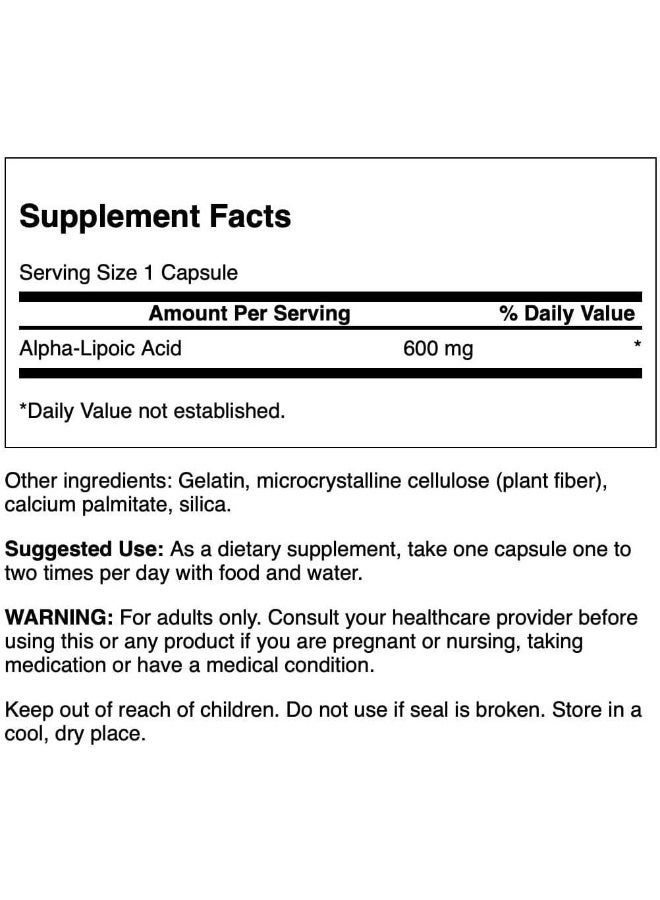 Swanson Ultra Alpha Lipoic Acid (600Mg) - 60 Capsules - Image 2