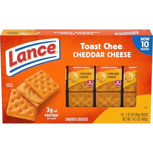 Lance Sandwich Crackers ToastChee Cheddar 10 Individually Wrapped Packs 6 Sandwiches Each - Image 1
