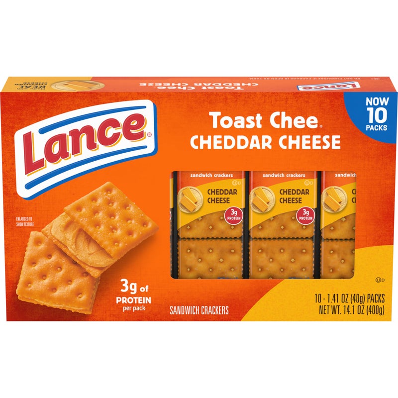 Lance Sandwich Crackers ToastChee Cheddar 10 Individually Wrapped Packs 6 Sandwiches Each - Image 3