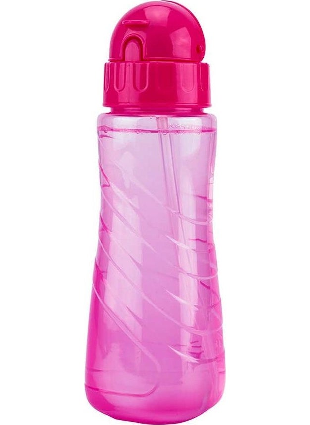 Nova Color - Water Bottle 500 ml Pink 1 Plastic Water Bottle 500 cc Water Bottle with Straw School Water Bottle - Image 1