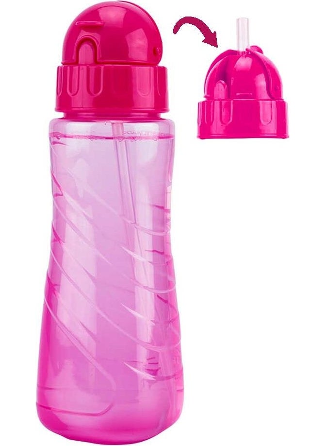 Nova Color - Water Bottle 500 ml Pink 1 Plastic Water Bottle 500 cc Water Bottle with Straw School Water Bottle - Image 1
