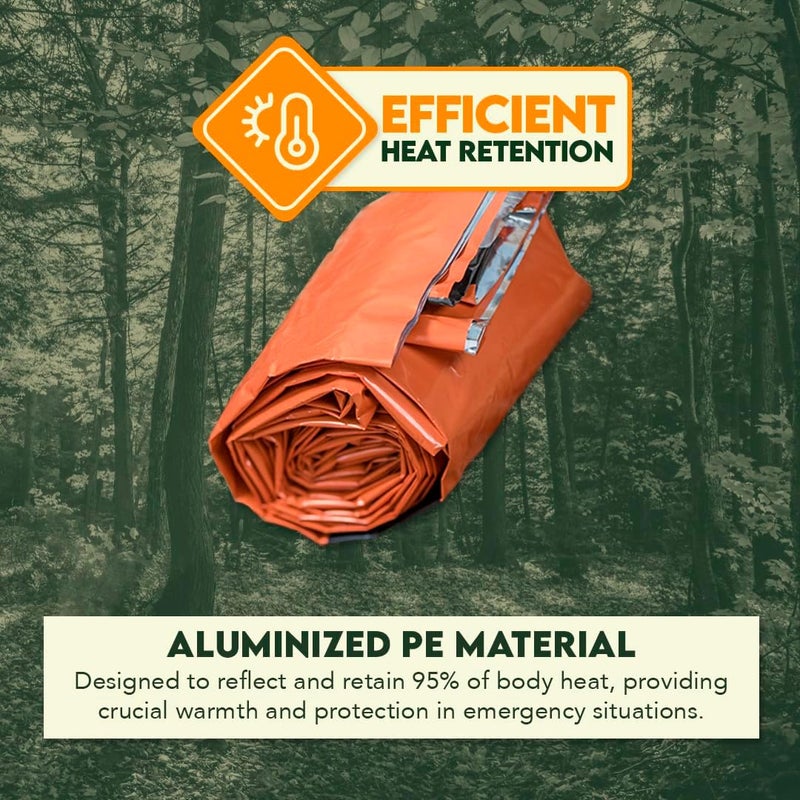 SE Emergency Sleeping Bag  Heavy Duty  Bivvy Thermal Sleeping Bag Camping and Survival Gear  Winter and Cold Survival Emergency Outdoor Sleeping Bag  EB122OR - Image 4