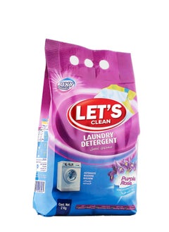 LET'S CLEAN Detergent Powder for Automatic Washing Machine 2kg Purple Rose 