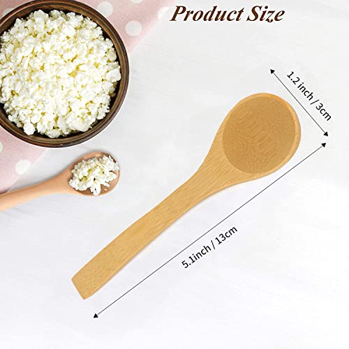 Bezall 5Pcs Small Wooden Spoons, 5 inches Mini Wood Soup Salt Tasting Spoons Honey Teaspoons for Condiment Coffee Tea Sugar Jam - Image 3
