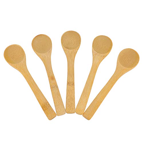 Bezall 5Pcs Small Wooden Spoons, 5 inches Mini Wood Soup Salt Tasting Spoons Honey Teaspoons for Condiment Coffee Tea Sugar Jam - Image 1