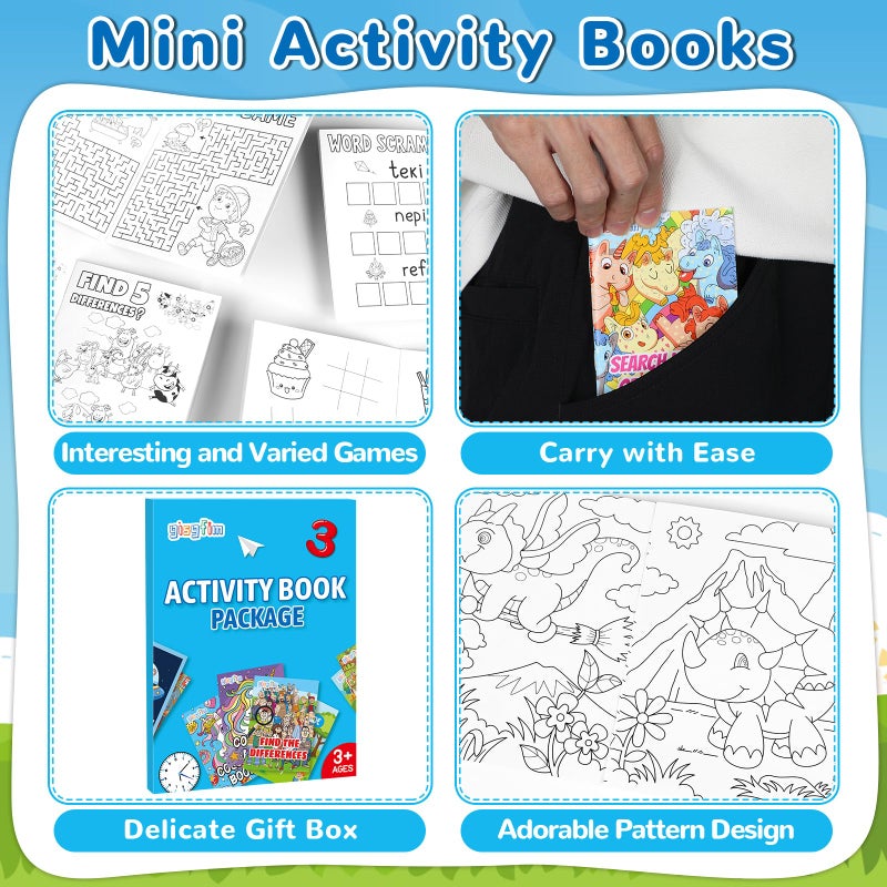 gisgfim 96 PCS Mini Activity Books for Kids Coloring Books Party Favors Bulk Ages 4-12 Challenging Game Include Mazes Dot to Dot Word Search Word Scramble Goodie Bags Stuffers Kids Classroom Activities - Image 4