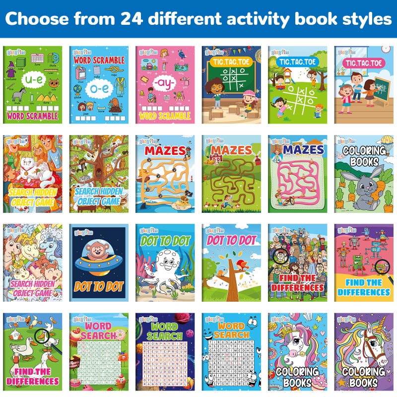 gisgfim 96 PCS Mini Activity Books for Kids Coloring Books Party Favors Bulk Ages 4-12 Challenging Game Include Mazes Dot to Dot Word Search Word Scramble Goodie Bags Stuffers Kids Classroom Activities - Image 3