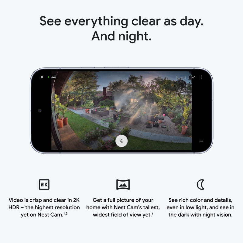 Google Nest Cam Outdoor (Wired, 2nd Gen) - Security Camera with 2K Video and Gemini, Night Vision, 2-Way Audio - Works with Google Home - 2025 Model - Hazel - Image 5
