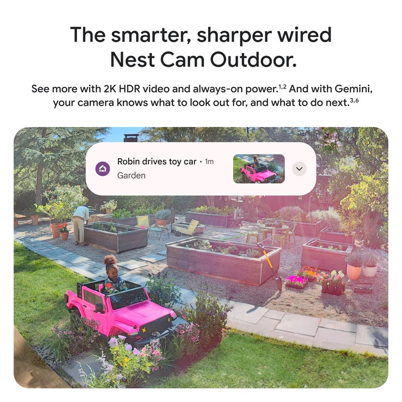Google Nest Cam Outdoor (Wired, 2nd Gen) - Security Camera with 2K Video and Gemini, Night Vision, 2-Way Audio - Works with Google Home - 2025 Model - Hazel - Image 2