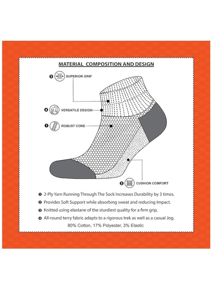 Ranger Ranger Sport Men's Heavy Duty Cotton Quarter Athletic Socks, Pack of 3 (EU 39-45, US 7 - 12), Multicolored)  - Image 2