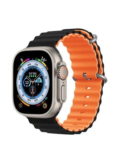 Silicone Rubber Watch Band Strap for Apple Watch Ultra 42mm/44mm/45mm/49mm Dual Colored Black/Orange