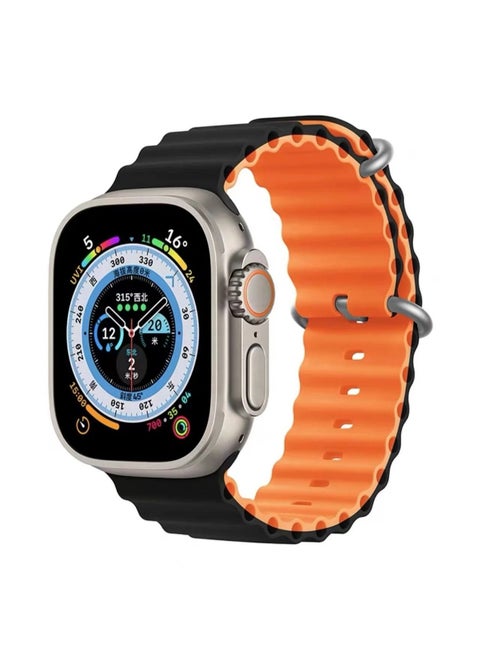 Silicone Rubber Watch Band Strap for Apple Watch Ultra 42mm/44mm/45mm/49mm Dual Colored Black/Orange
