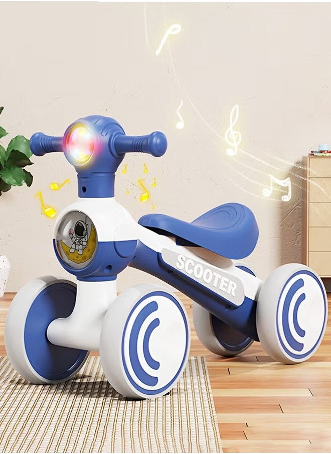 Fitness World Toddler Scooter, Ride On Toy, Baby Ride On Car Activity Walker, No Pedal, 4 Silent Wheels, Widening Seat, Great Music for Kids, Cool Headlights, First Ride On Toys for Preschoolers, Blue  - Image 1