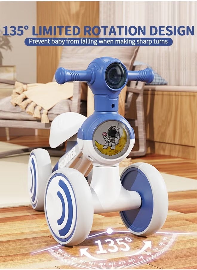 Fitness World Toddler Scooter, Ride On Toy, Baby Ride On Car Activity Walker, No Pedal, 4 Silent Wheels, Widening Seat, Great Music for Kids, Cool Headlights, First Ride On Toys for Preschoolers, Blue  - Image 3