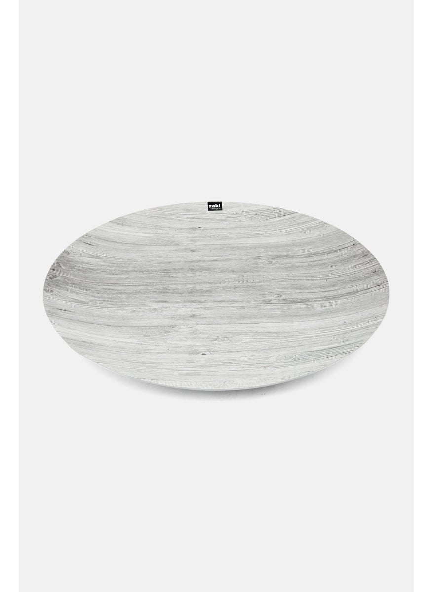 Zak Designs Fjord Round Platter with Wooden Decoration 45 cm,Grey  - Image 2