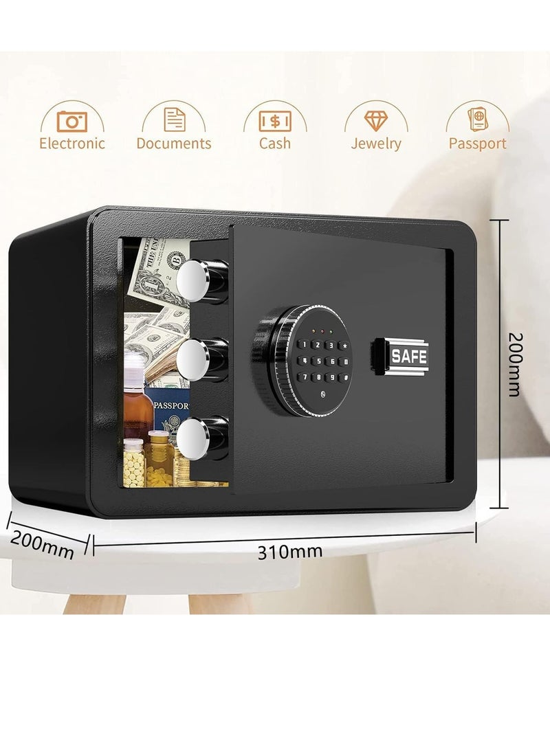 TRASSLE Safe Deposit Box, Steel Security Safe Box Home With key & Electronic Digital Keypad Lock For Office Hotel Business Protect Money Cash Watches Laptop Jewelry Passport Document  - Image 2