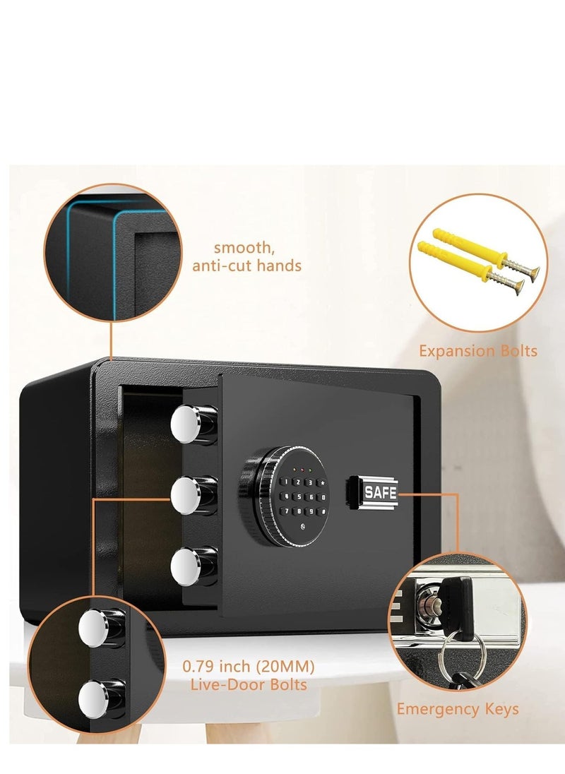TRASSLE Safe Deposit Box, Steel Security Safe Box Home With key & Electronic Digital Keypad Lock For Office Hotel Business Protect Money Cash Watches Laptop Jewelry Passport Document  - Image 3