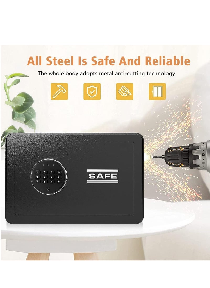TRASSLE Safe Deposit Box, Steel Security Safe Box Home With key & Electronic Digital Keypad Lock For Office Hotel Business Protect Money Cash Watches Laptop Jewelry Passport Document  - Image 4