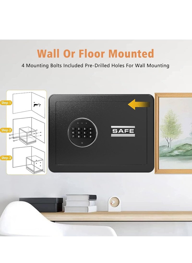 TRASSLE Safe Deposit Box, Steel Security Safe Box Home With key & Electronic Digital Keypad Lock For Office Hotel Business Protect Money Cash Watches Laptop Jewelry Passport Document  - Image 5