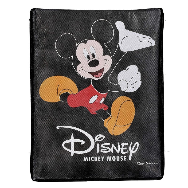 Kuber Industries Disney Mickey Mouse Print Non Woven Fabric Foldable Cloth Storage Wardrobe Organiser Box with Lid Black Extra Large KUBMART1718 - Image 5