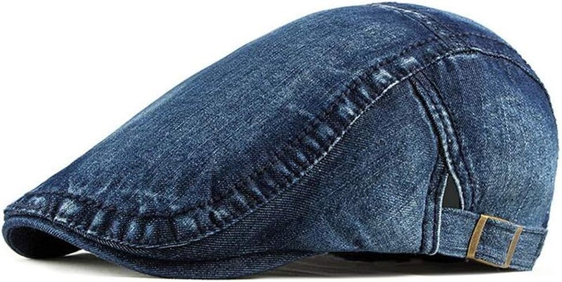 Qunson 2 Pack Mens Denim Cotton Newsboy Cap Ivy Gatsby Driving Hunting Cabbie Hats - Image 2