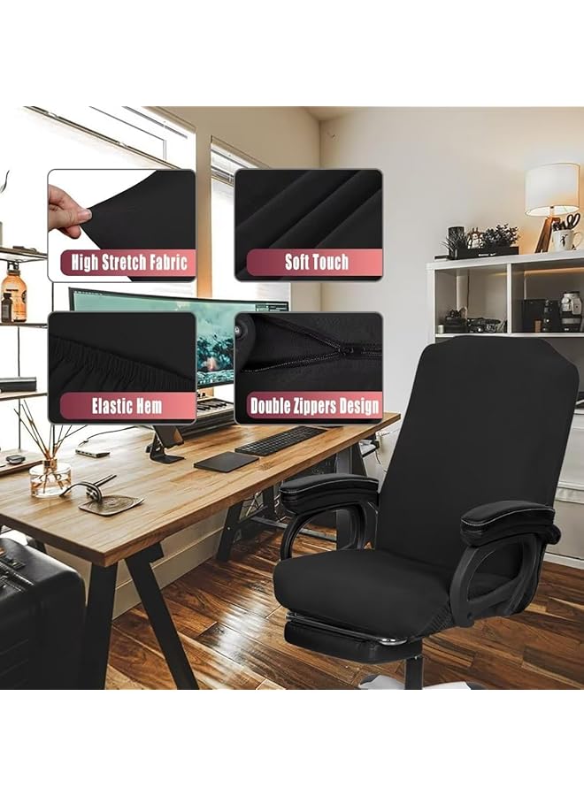 erorex 2 Pack Office Chair Cover Stretchable Desk Chair Cover Removable Computer Chair Cover For Office Chair With Zipper Universal Spandex Rotating Chair Cover Anti Dust Chair Slipcover Black - Image 2