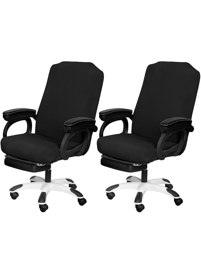erorex 2 Pack Office Chair Cover Stretchable Desk Chair Cover Removable Computer Chair Cover For Office Chair With Zipper Universal Spandex Rotating Chair Cover Anti Dust Chair Slipcover Black - Image 1