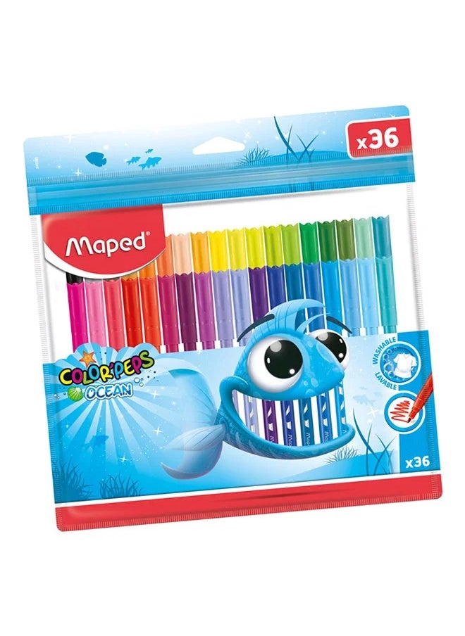 Maped Pack Of 36 Ocean Felt Tip Color Pen Multicolour 