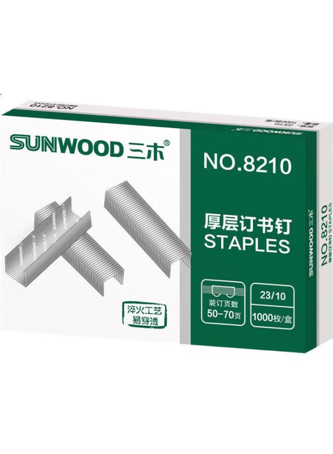 Sunwood 23/10 Heavy-Duty Staples/Binders For 70 Pages, 1000 Pieces/Box, 10 Boxes, 8210
