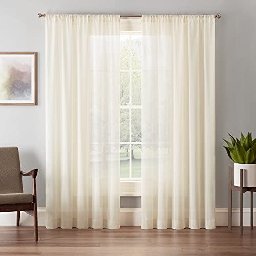 Eclipse - 15296052108IVY Chelsea Rod Pocket Curtains for Bedroom, Single Panel, 52" x 108", Ivory - Image 2