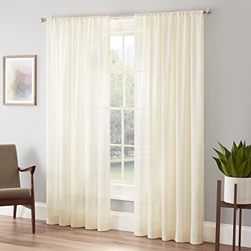 Eclipse - 15296052108IVY Chelsea Rod Pocket Curtains for Bedroom, Single Panel, 52" x 108", Ivory - Image 1
