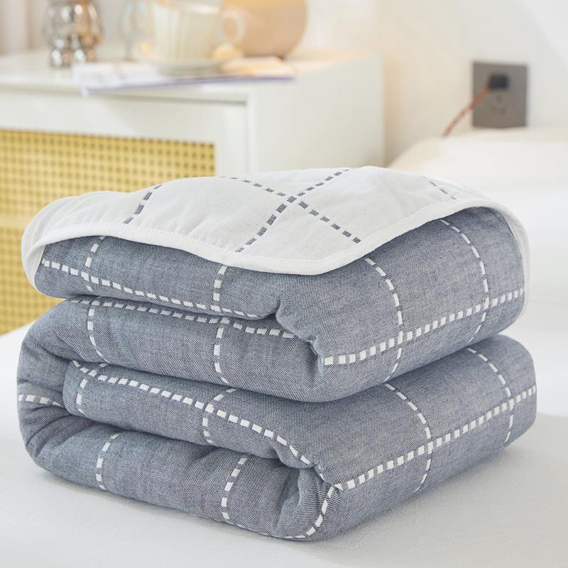 100% Cotton Lightweight Summer Baby Blanket (dotted blue) 
