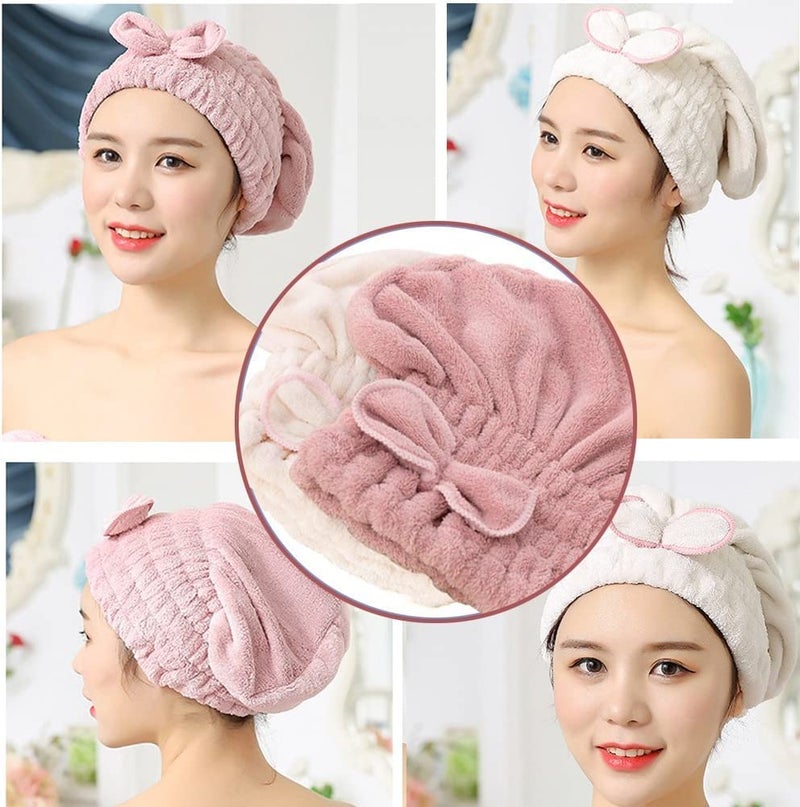 Jseng 3PC Microfiber Hair Towel Caps, Extrame Soft & Ultra Absorbent, Fast Drying Hair Drying Caps Towel Turban Wrap for Wet Hair Women - Image 2
