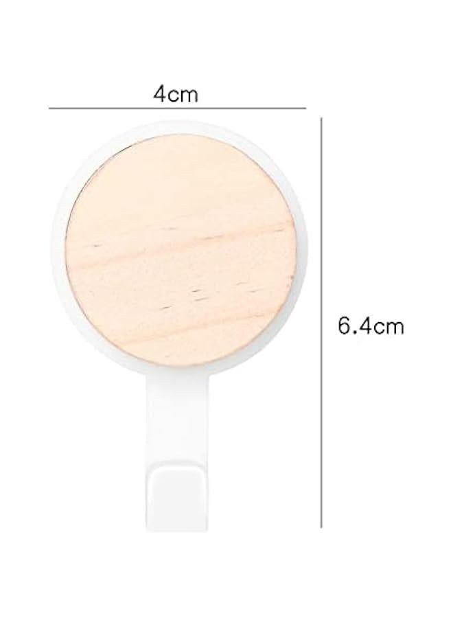 HOOKOR 6 Pcs Adhesive Hooks, Wood wall hook, Wall Hooks for Hanging, Door Hanger Towel Robe Clothes Cabinet Closet Sponges Wall Hook, for Bathroom Kitchen Bedroom Hotel Pool - Image 2