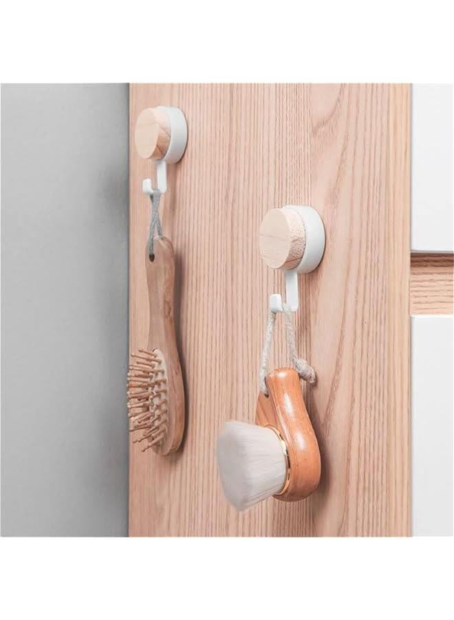 HOOKOR 6 Pcs Adhesive Hooks, Wood wall hook, Wall Hooks for Hanging, Door Hanger Towel Robe Clothes Cabinet Closet Sponges Wall Hook, for Bathroom Kitchen Bedroom Hotel Pool - Image 3