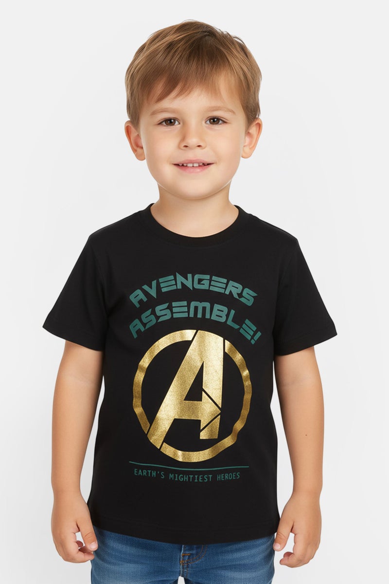 MARVEL Toddlers Boy Crew Neck Graphic Print Short Sleeves T-Shirt,  Black - Image 1