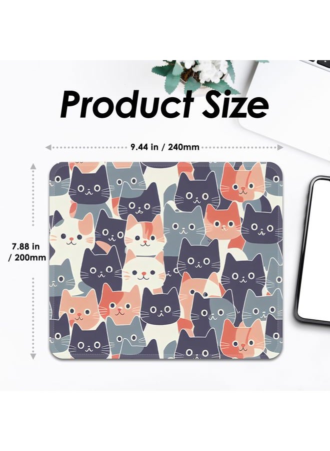 FROGIGO Square Mouse Pad with Stitched Edge, Premium Mousepad Washable Lycra Cloth. Computer Mouse Pad with Non-Slip Rubber Base, Mouse Pads for Computers Laptop Mouse 9.25x7.75x0.12 inch-Round Face Cat - Image 3