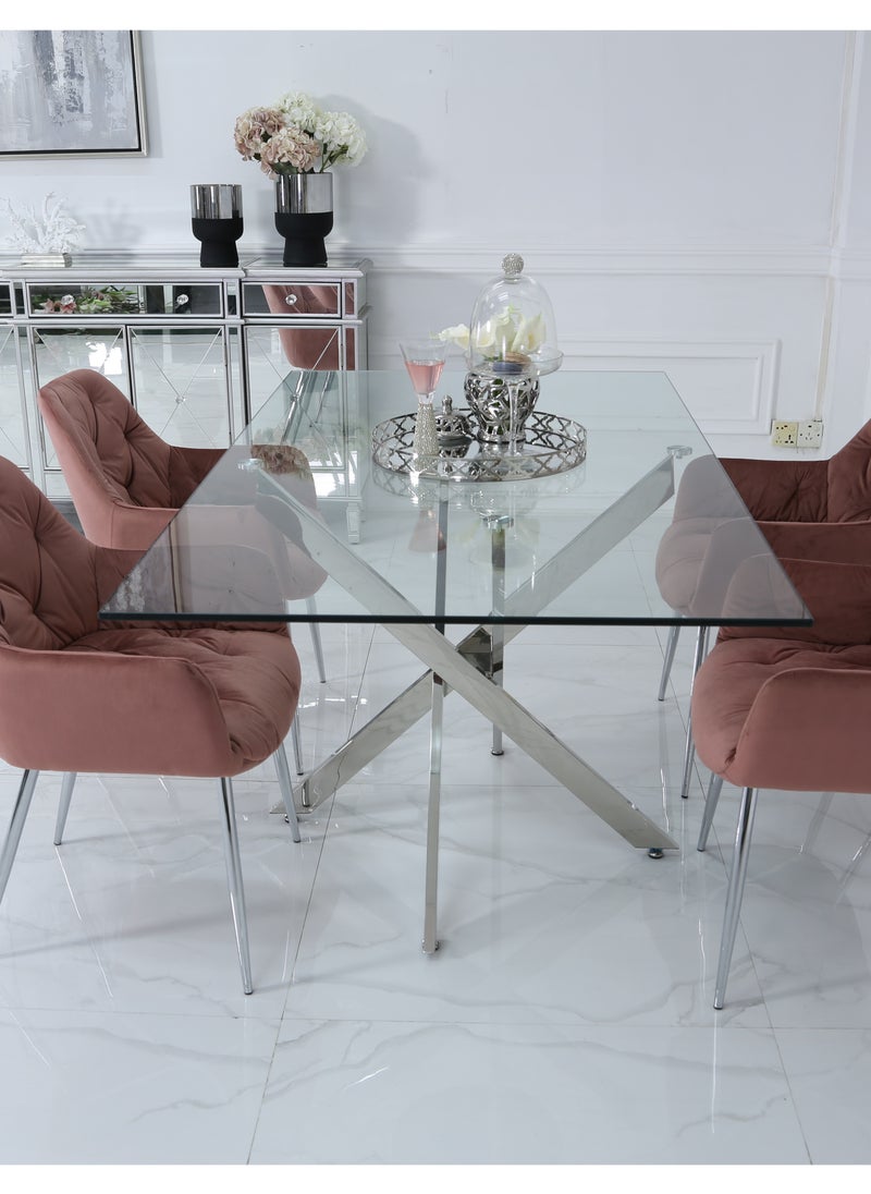 VANITY LIVING VANITY LIVING Dining Table - Davos Chrome Large 6-Seater  - Image 5