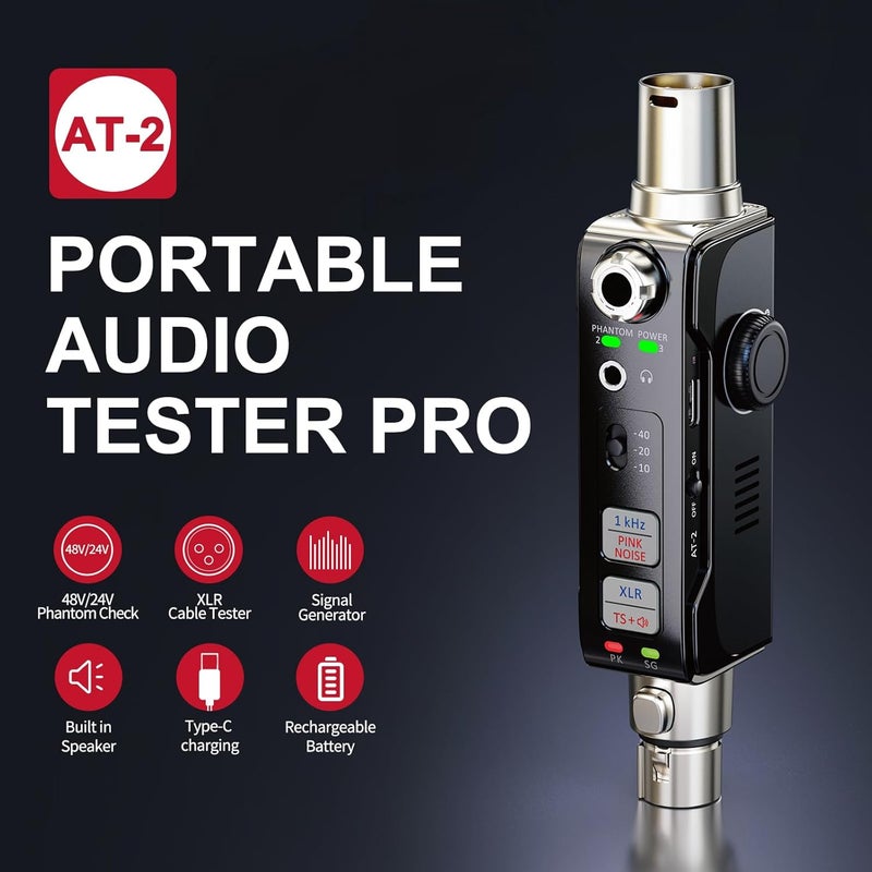 Xvive AT-2 Portable Audio Tester for Live Sound & Studio - XLR Cable Tester, Signal Generator, Phantom Power Check - Image 2